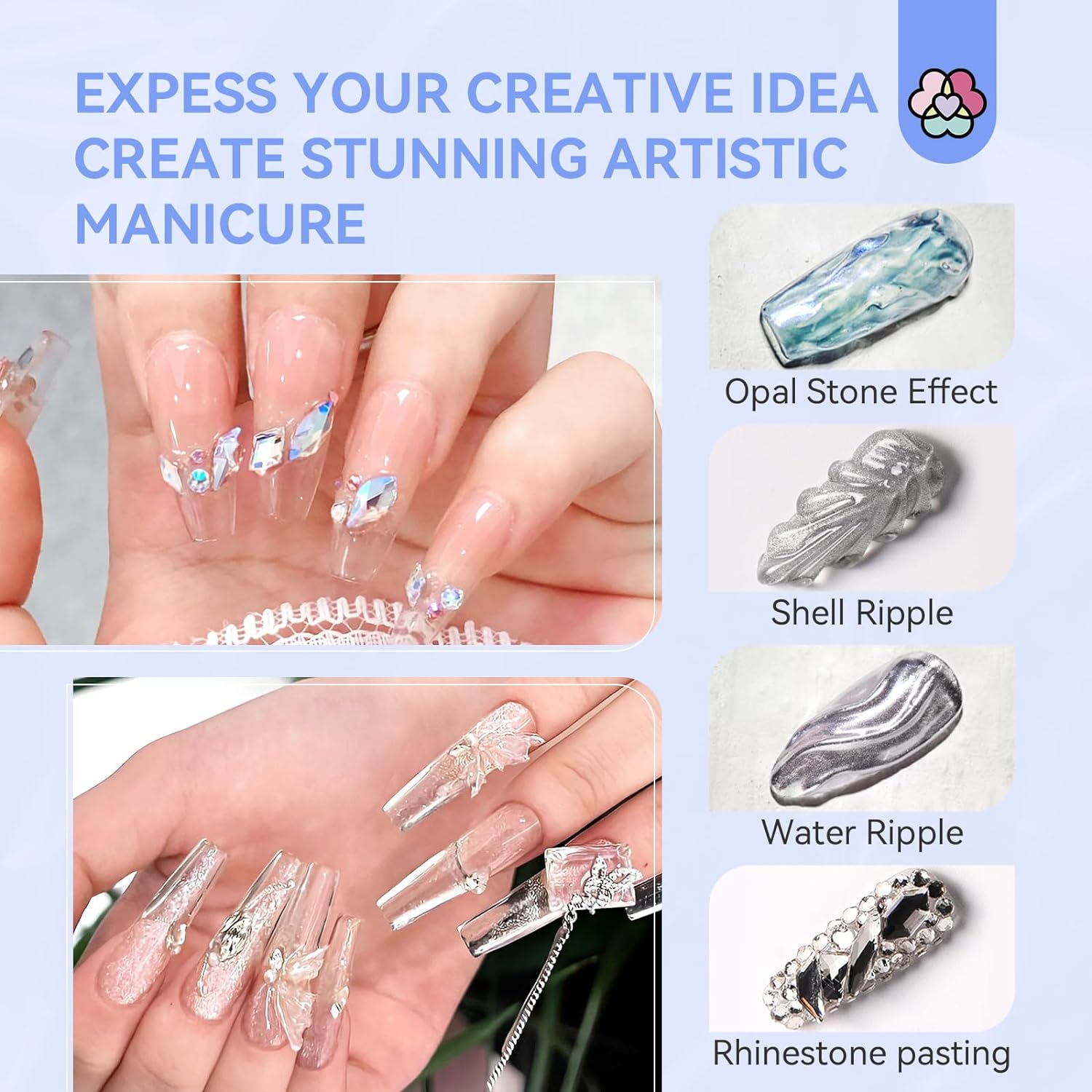 SAVILAND Builder Nail Gel Kit - 60G Clear Nail Extension Gel Set Nail Strengthen Nail Art Manicure Set with 100PCS Nail Forms and Acrylic Nail Brush for Beginners image number 3