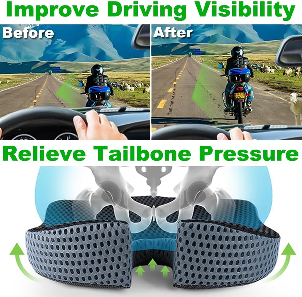 Memory Foam Car Cushion for Driving Seat, Wedge Adult Booster Car Seat Cushion for Driver, Coccyx Pain Tailbone Pressure Relief Office Chair Wheelchair Breathable Support Pad image number 6