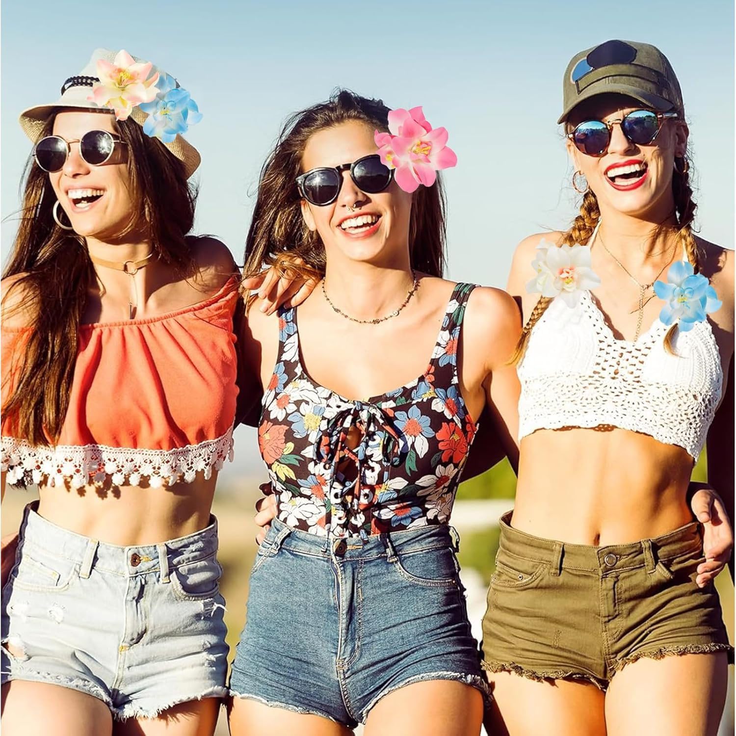 ASOMI 4 Pieces Hawaiian Flower Hair Clips for Women 3.5 Inch Artificial Tropical Hair Clip Hibiscus Claw Clip Beach Holiday Party Boho Hair Accessories image number 6