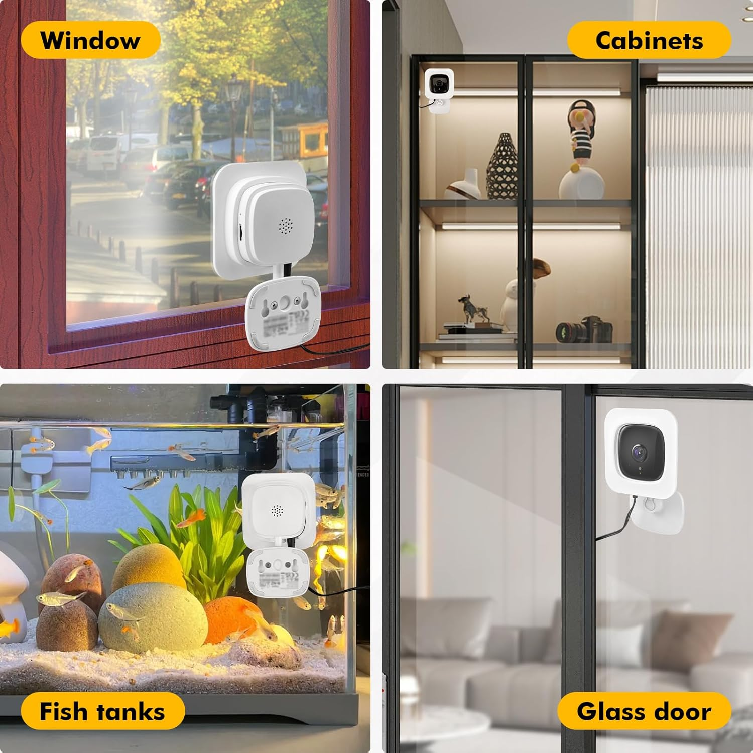 2 Pack Security Camera Window Mount Fits for Tapo Indoor Security Camera C100, C110, No Drill No Screws Installation Required, Anti-Theft Strong Adhesive Tape Bracket