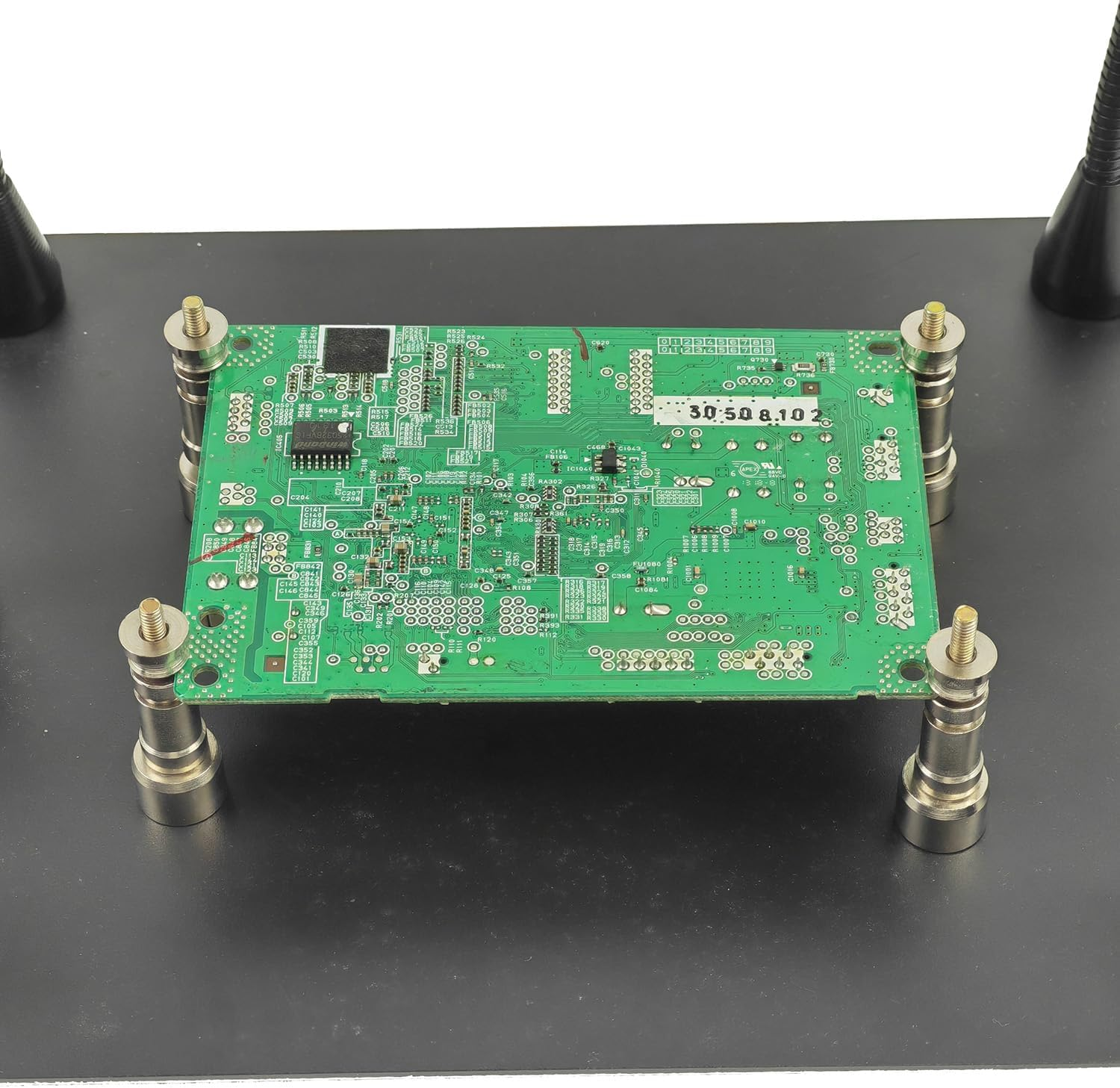 Helpiing Hands with Magnetic Holder Soldering Station with 5X Magnifying Glass with LED Light, PCB Holder 4 Flexible Arms,Workbench for Repair Soldering of Electronics Parts image number 2