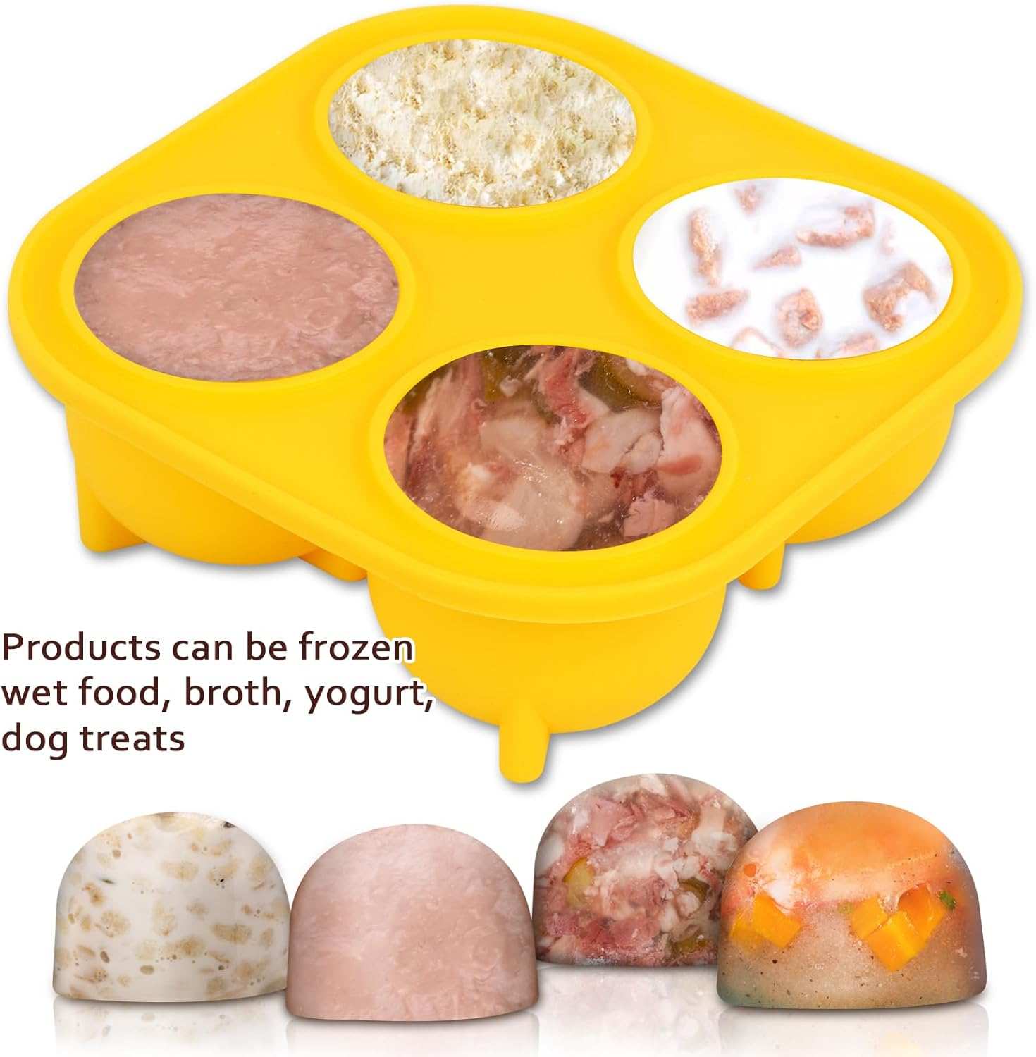Yeebeny Dog Treat Molds for Freezer - Yellow Snack Tray for Small Dogs, Freeze Refill Treats, Easy to Clean Silicone Mold image number 2