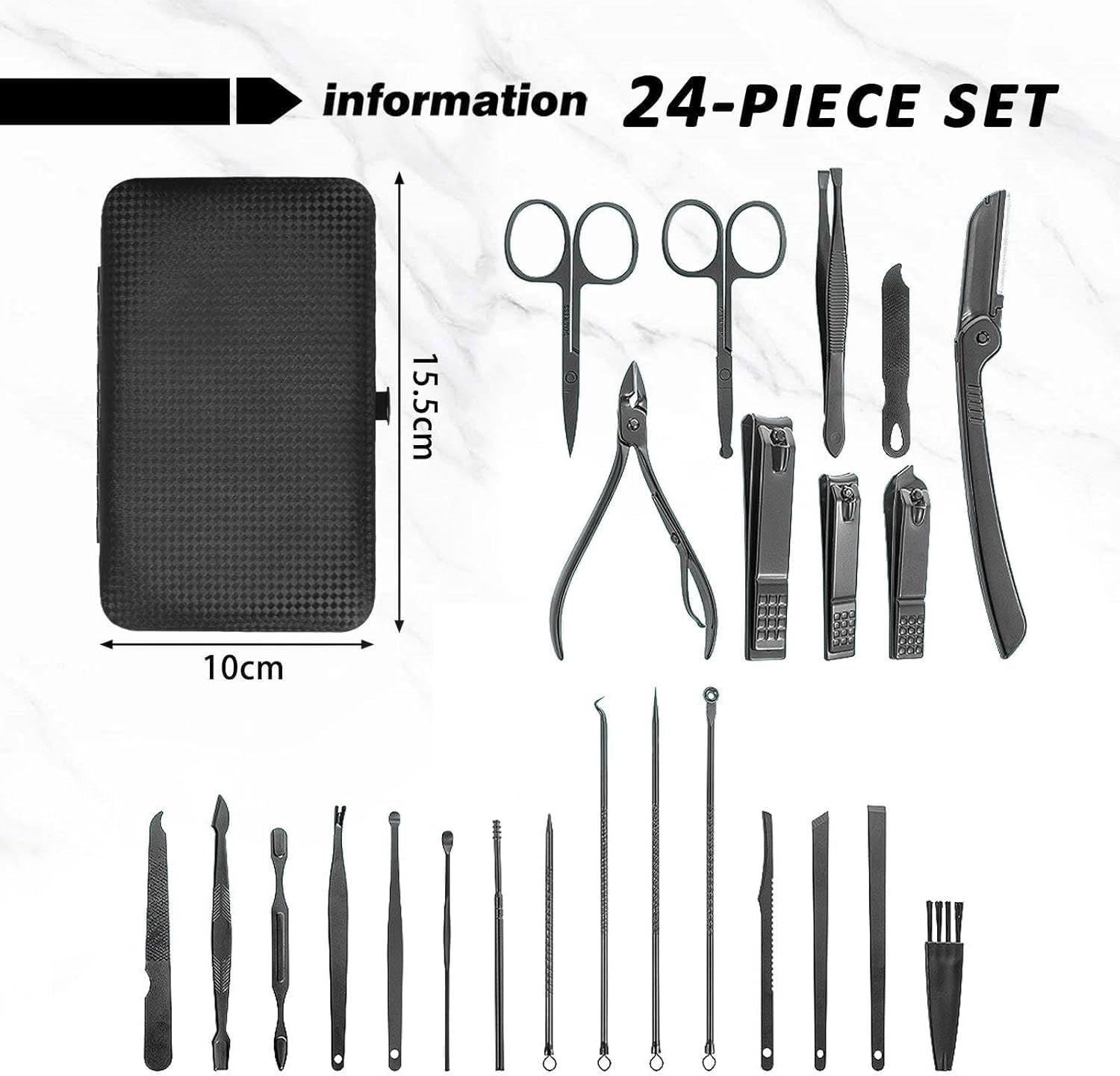 Father'S Day 24Pcs Professional Nail Clipper Gift Set- Surgical Steel Manicure/Pedicure Kit for Thick Nails, Cuticle Remover & Toenail Care Tools in Travel Case Christmas Ideal Gifts image number 2
