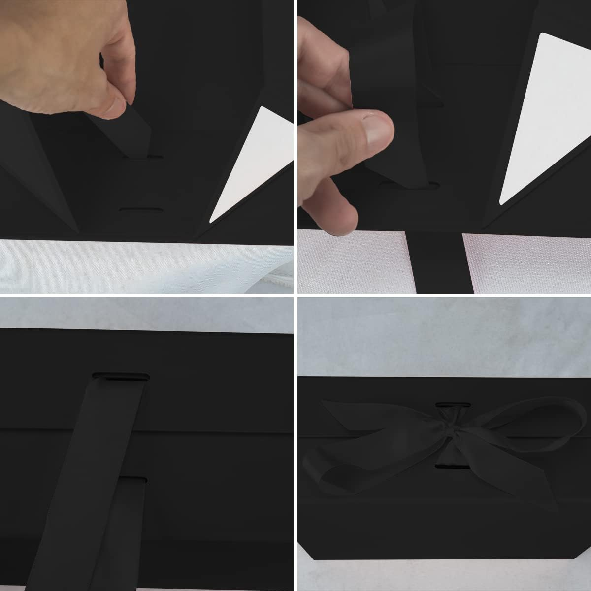 Premium Black Bridesmaid Proposal Box: Magnetic Closure, Luxury Gift with Ribbon for Presents, Birthdays, 23X17X7Cm (Black, 2Pcs) image number 1