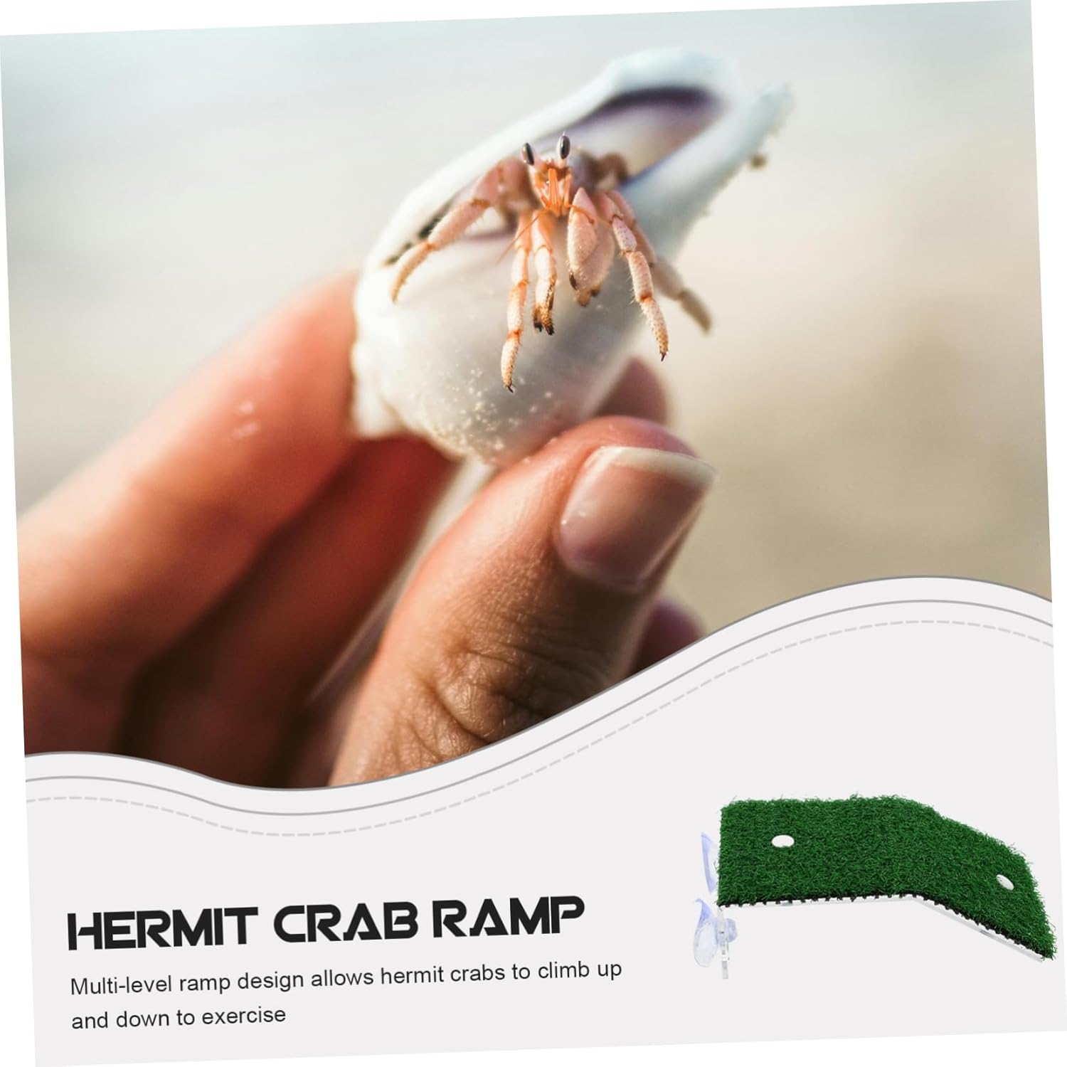 CORHAD Reptile Basking Platform for Aquatic Turtles Crab Climbing Ramp Simulation Grass Accessory for Fish Tanks Small Size for Aquariums and Terrariums image number 5