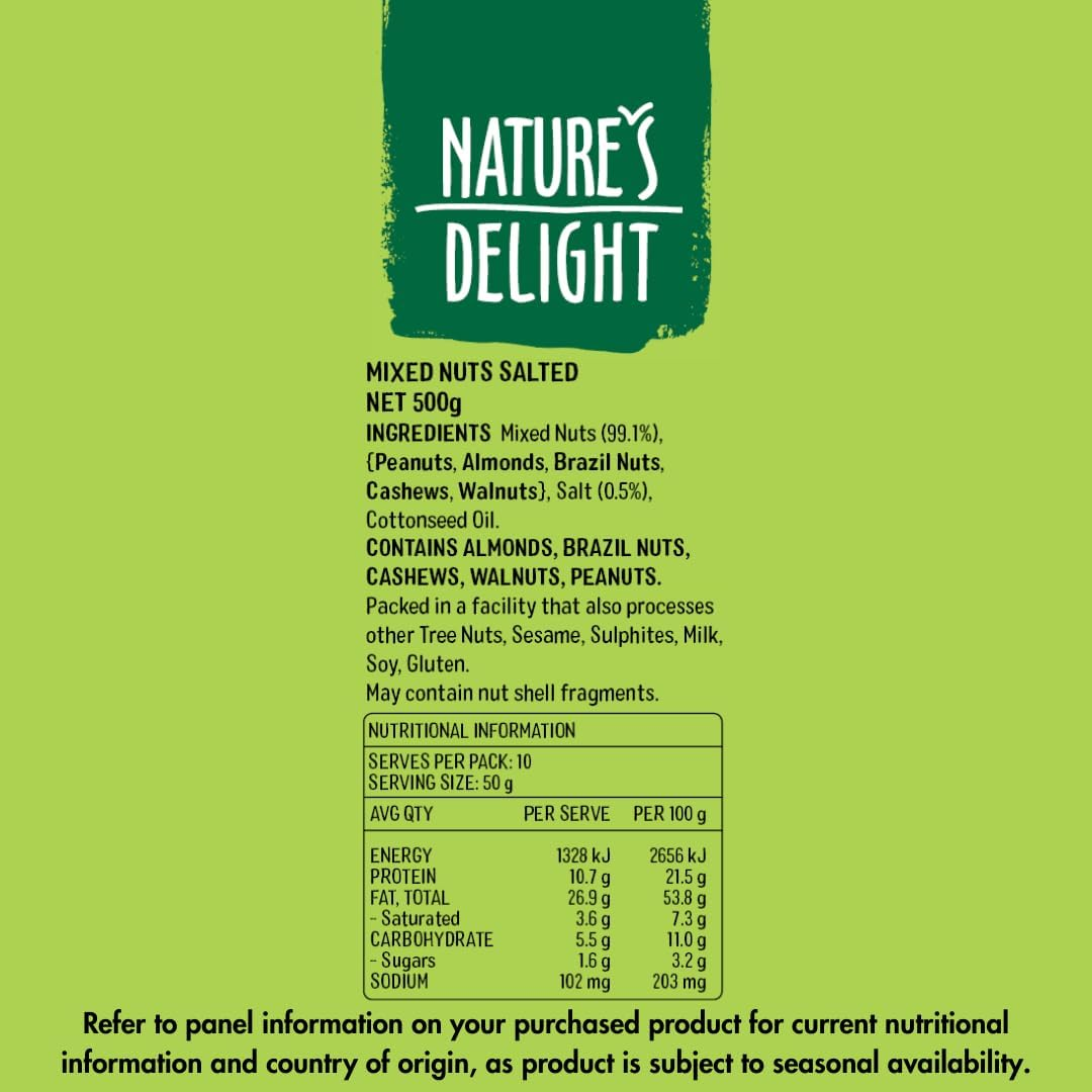 Natures Delight Salted Mix Nuts 500 G image number 3