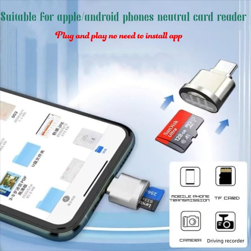USB C Card Reader Portable Adapter,Type-C Micro SD Card Reader Super Speed Technology, Supports Micro SDXC, Micro Sdhc,Mac OS X and Andriod image number 4