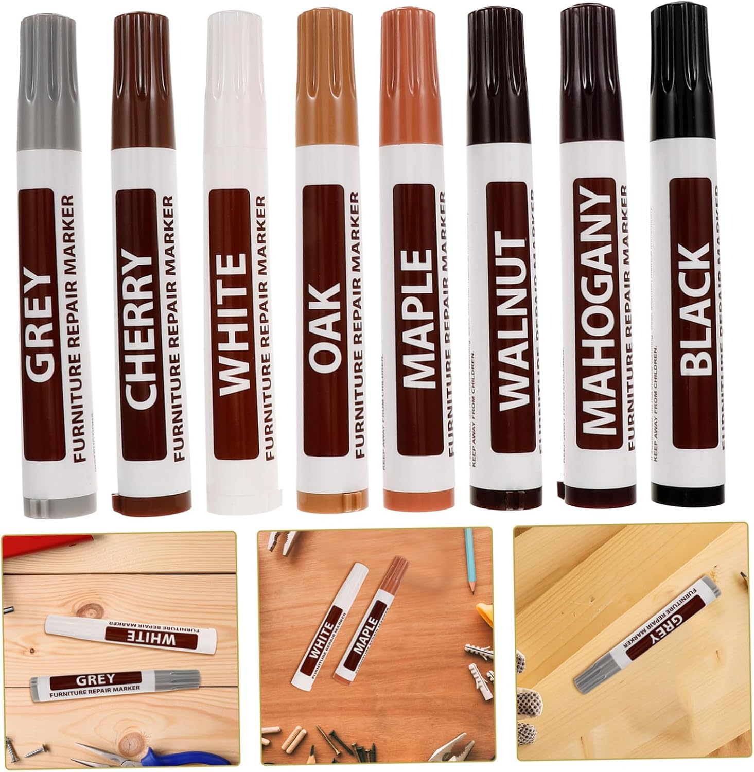 Operitacx 8Pcs Furniture Repair -Up Marker Kit for Wood Floor Scratch Repair Furniture Maker Paint Pen