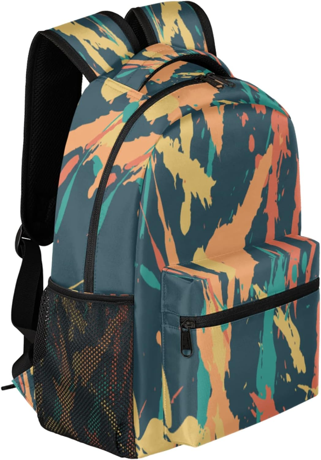 Colored Graffiti Pattern Backpack Lightweight Waterproof Travel Rucksack Vintage Pattern Stylish Backpack for Man Women image number 5