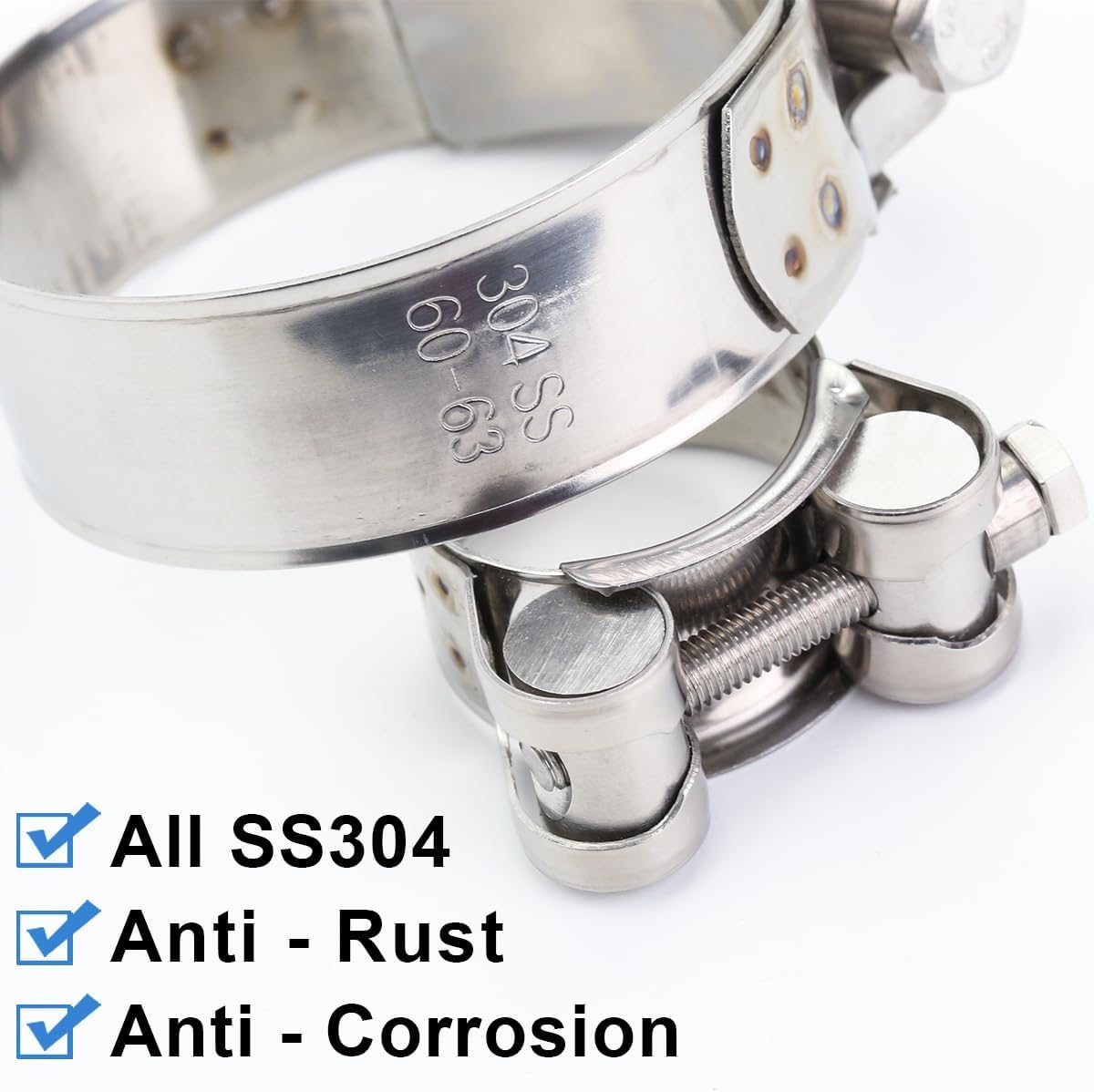 T-Bolt Hose Clamps 4 Pcs, 304 Stainless Steel Heavy Duty Clips, 36-39Mm Exhaust Pipe Clamping for Automotive & Plumbing (36-39Mm 4Pcs) image number 2