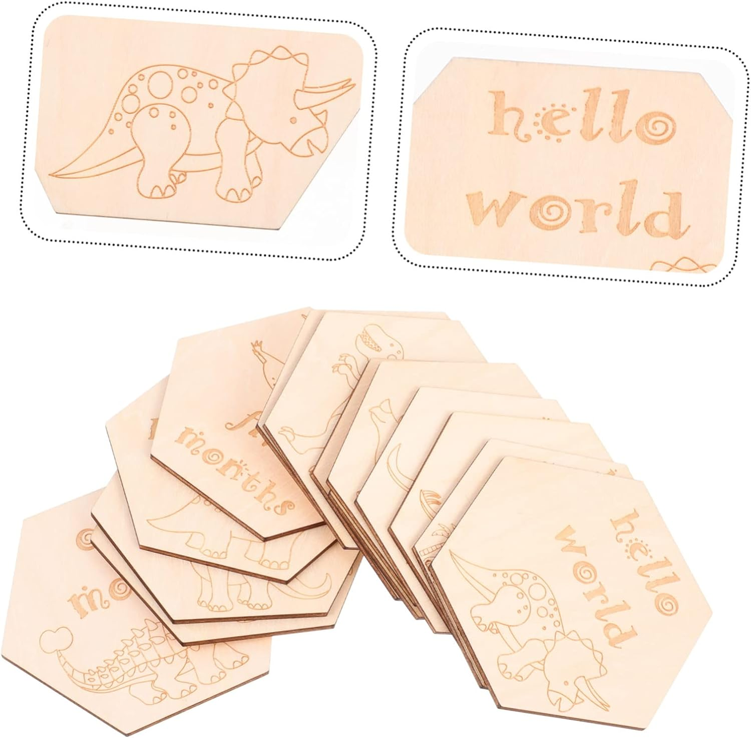 Kisangel 14Pcs Milestone Cards Growth Blocks for Photo Props Meaningful Keepsake for Newborn Monthly Growth Safe Natural Design image number 4