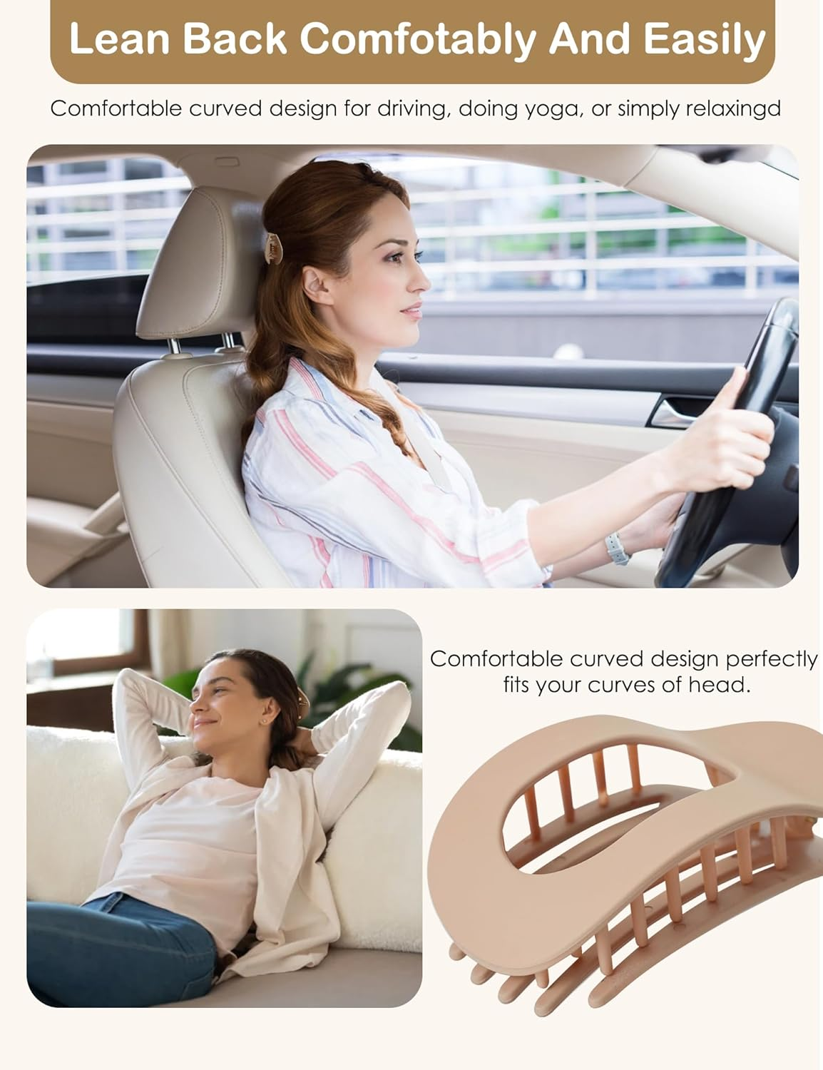 4 PCS Flat Hair Clips, French Design Flat Hair Claws, Flat round Clip for Women, Strong Hold No Slip Grip Hair Claw Clips for All Hair Textures, Medium Classic Hair Barrettes (Matte)