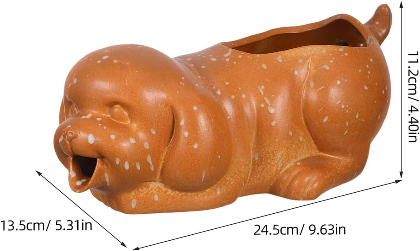 Yardenfun Ceramic Dog Water Fountain Spitter for Fish Tank Interactive Aquarium Decor with Plant-Friendly Jar Brown Puppy Statue Enhancing Air Quality and Aquatic Ecosystem for Indoor And - Black image number 5