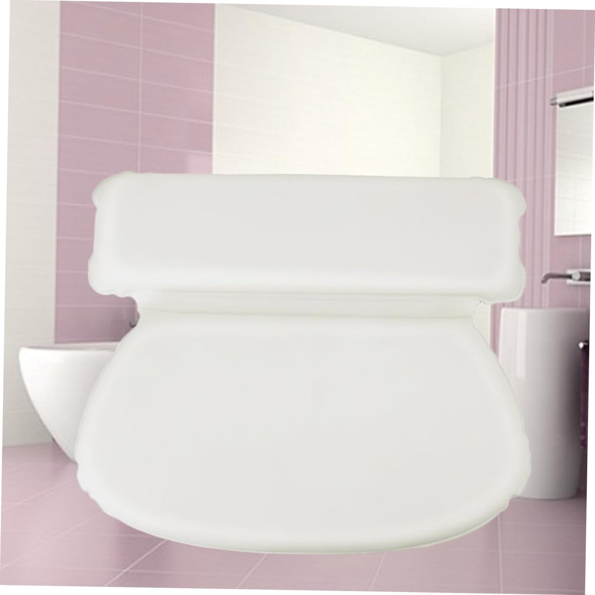 Gatuida Bath Pillow Sponge Bath Cushion for Tub Spa Slip Resistant Powerful Suction Cups Comfortable Back Support for Bathing White image number 2