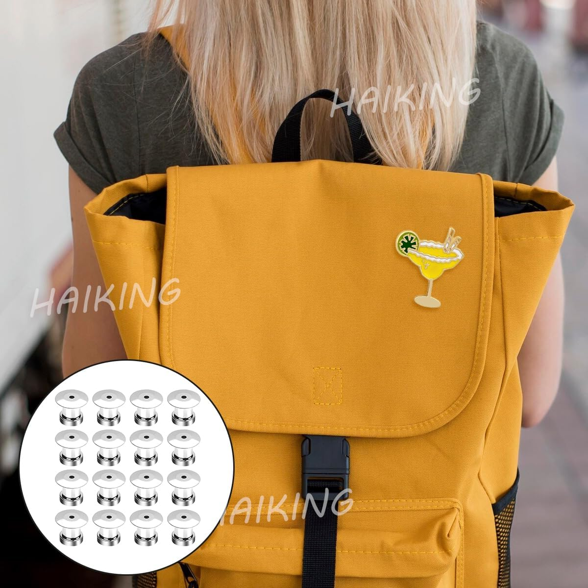 HAIKING Refrigerator Magnetic Pin Backs,12 PCS Silver round Metal Magnet Backs Locking Pin for Brooches, Jewelry Buckle Accessories (10 * 8 * 7Mm/0.39 * 0.31 * 0.27In) image number 6