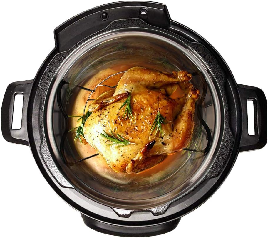 Steamer Rack Trivet with Heat Resistant Silicone Handles Compatible with Instant Pot Accessories 6 Qt 8 Quart, Stainless Steam Rack Pressure Cooker Trivet - Long Handles for Easy Chicken & Pot image number 5