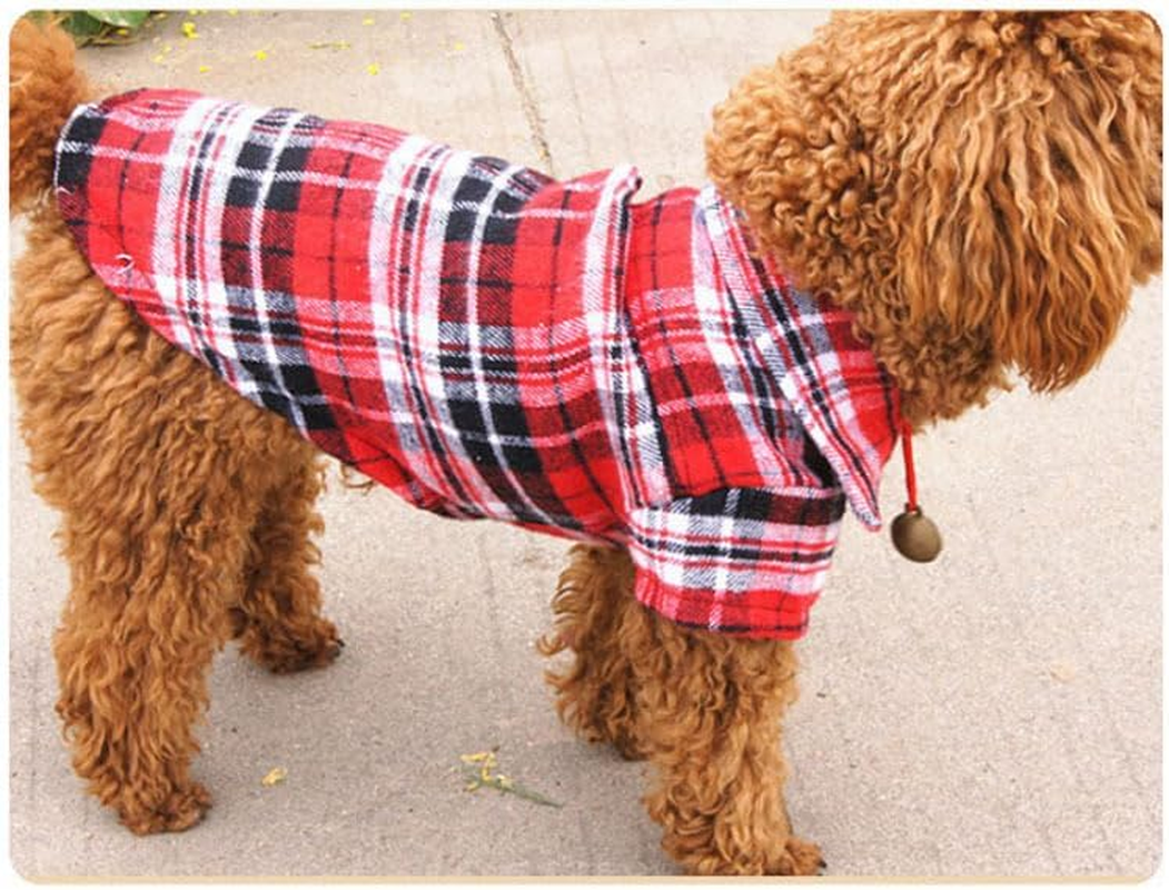 Dog Shirt,Pet Plaid Polo Clothes Shirt T-Shirt, Sweater Bottoming Shirt,Cat Puppy Grid Adorable Wearing Stylish Cozy Halloween,Christmas Costumes (Red, L) image number 2