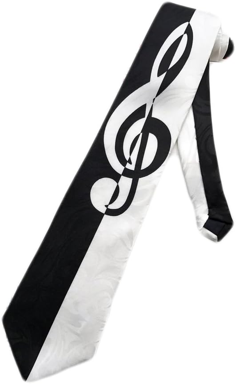 Steven Harris Men'S Bold Treble Clef Neck Tie One Size Black/White