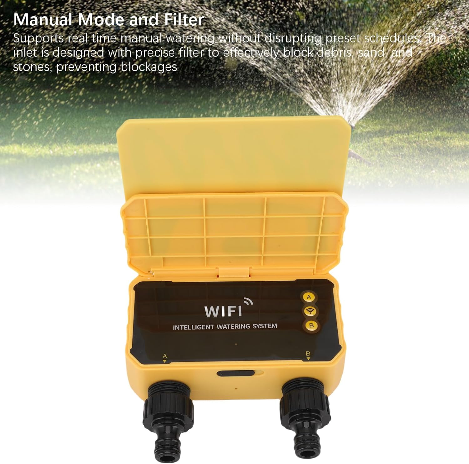 ASHATA Smart Wifi Water Timer, 2 Outlets Automatic Irrigation Sprinkler Timer, APP Remote Control, with Solar Panel, 3200Mah Battery, for Lawn Yard Garden Balcony image number 6