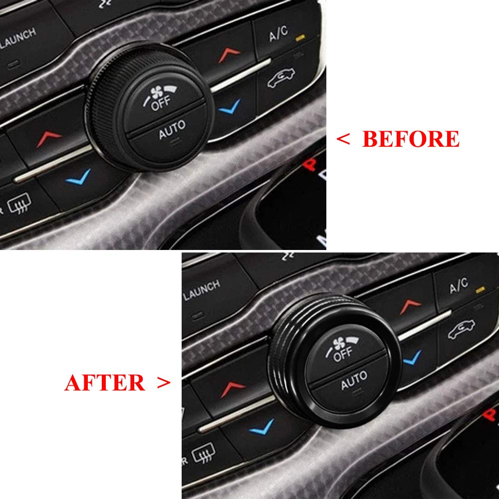 AC Air Conditioner Volume Tune Knob Button Cover for Dodge Ram 1500 2500 3500 2013-2018 for Dodge Challenger Charger Durango Journey Chrysler 200 300 300S Jeep Cherokee Grand Cherokee (Black) image number 4