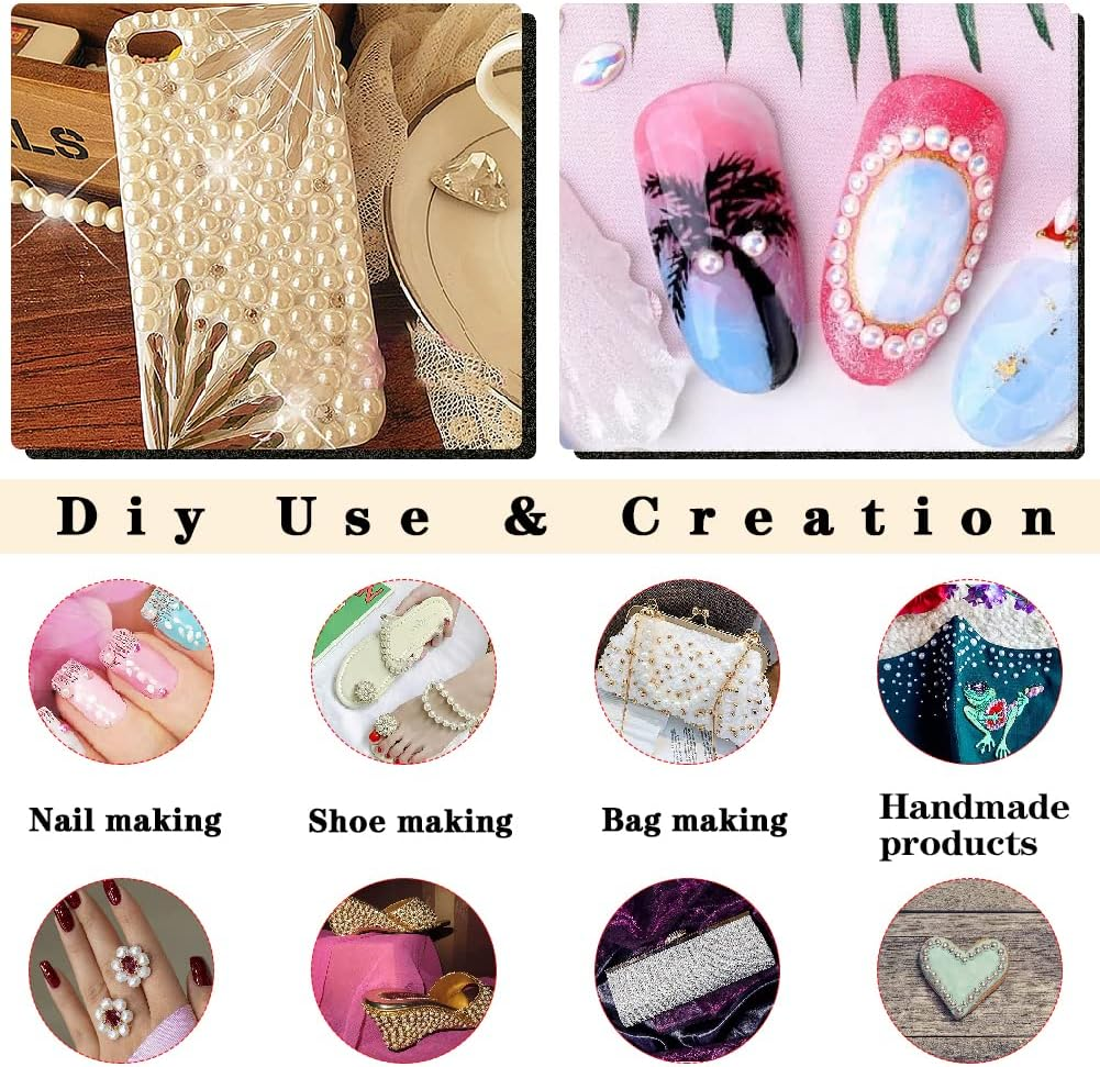 Aodse 6000 Pcs Nail Pearls for Nails Art, AB White Half Pearl for Crafts, Face Eyes Makeup, Charms DIY Crafting Charms Decorations Accessories - Ab Black image number 7