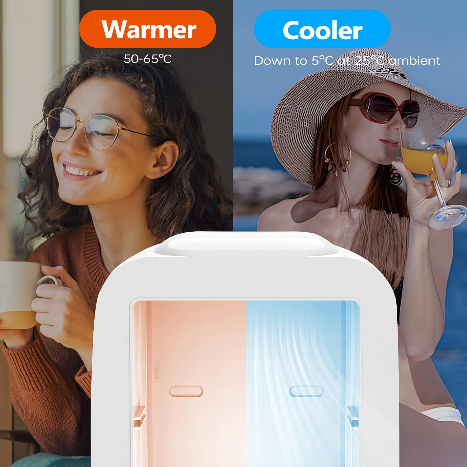 Mini Fridge Car Refrigerators 4L 6 Can, Wuciray Portable Car Fridge with Cooler and Warmer, Beauty Skincare Cosmetic Compact Refrigerator Personal Cooler with AC/DC Power Cord image number 1