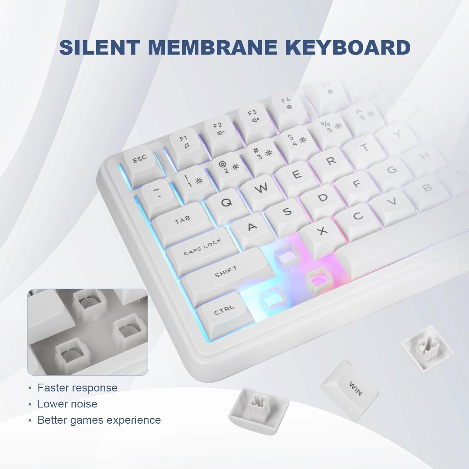 99 Keys RGB Wired Gaming Keyboard with Number Pad Knob,Mechanical Feeling Gaming Keyboard with Multimedia Keys,One-Touch Backlit, Anti-Ghosting, Compatible with PC, Mac, PS4/5, Xbox image number 2