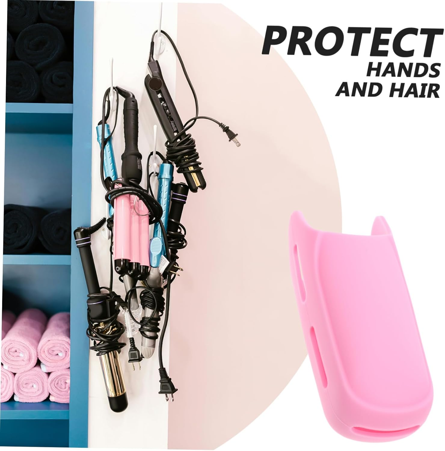 Mikinona Silicone Hair Iron Cover Sleeve for Curling Irons and Straighteners Pink Heat Resistant Mat for Hair Styling Tools Non-Slip Protector Travel Friendly Design