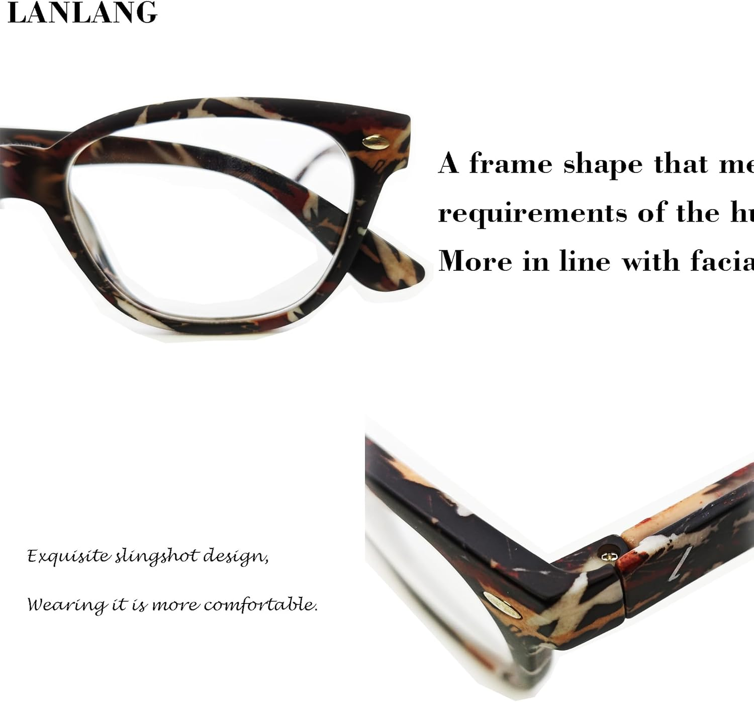 LANLANG Reading Glasses for Women Men, Spring Hinge, Clear Lens, PC Frame, Lightweight, Colorful Design, R-T006 image number 3