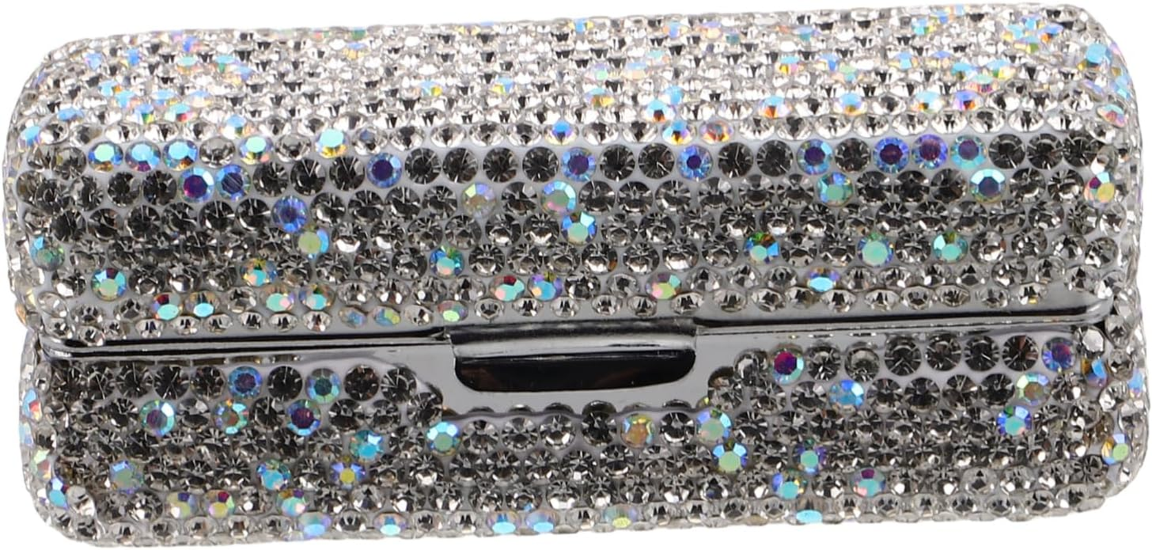 HAMPPLIES Bling Rhinestone Lipstick Case with Built Mirror Single Lipstick Storage Holder for Travel Portable Makeup Organizer with Shiny Diamond Decoration Elegant Purse Accessory image number 4