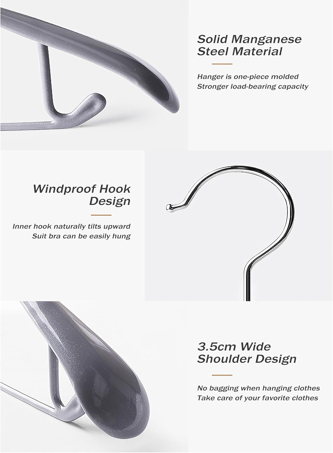 Zekroh 10 Pack Wide Shoulder Metal Hangers, 17.7 Inch Heavy Duty Retro Suit Hangers with Non Slip Pvc-Coating for Closet, Dresses, Pants, Sweaters, Jackets (White)