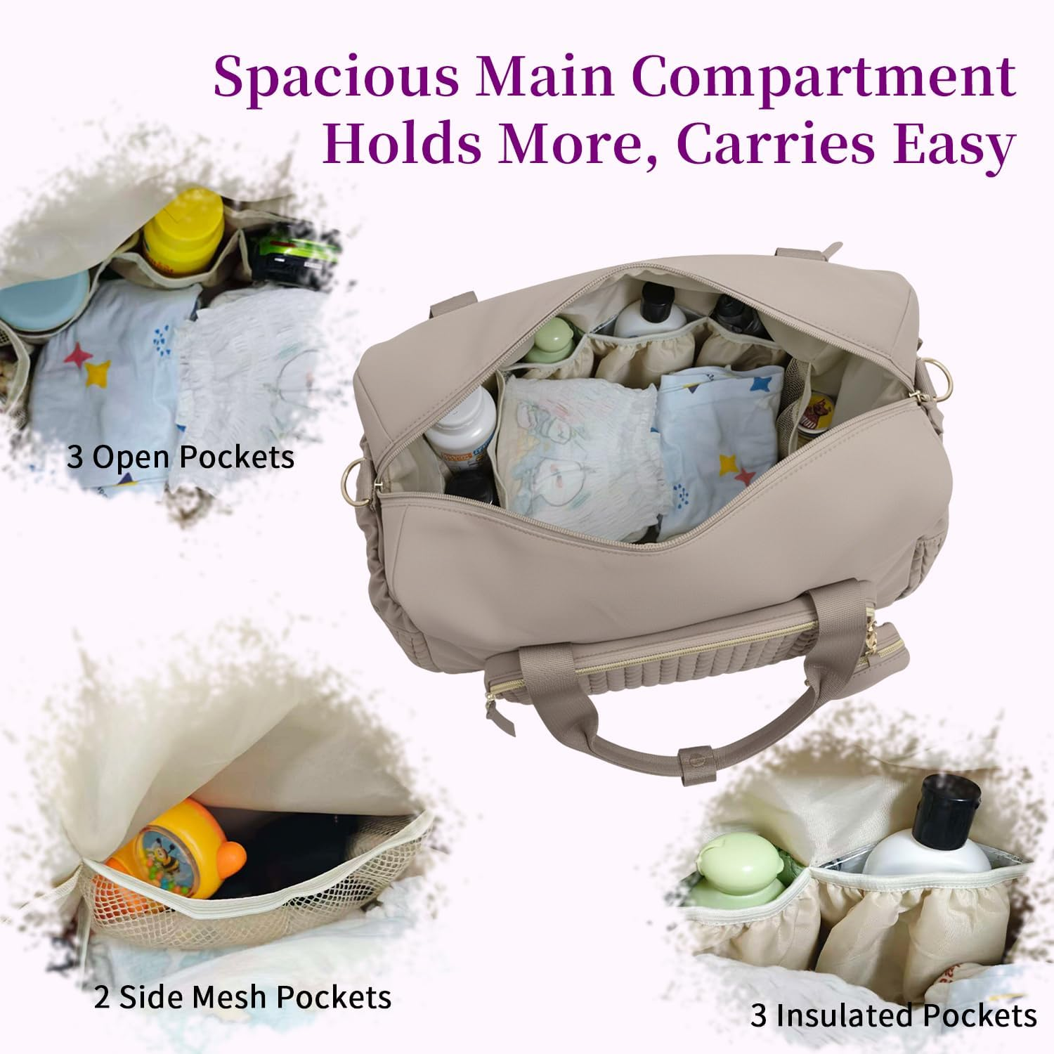Spacious Baby Diaper Carryall with Large Storage for Travel and Maternity Use, Equipped with Soother Case and Eco-Friendly Material