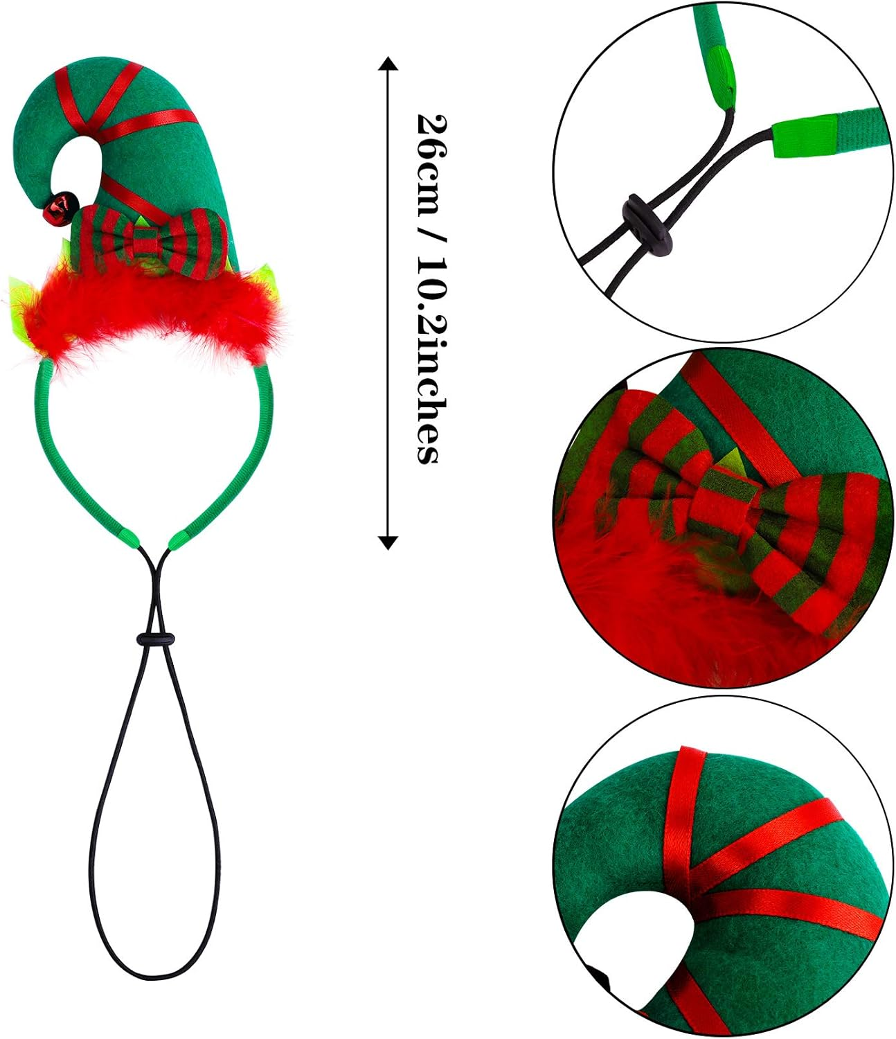 Aneco 3 Pack Christmas Puppy Dog Elf Headband Christmas Pet Elf Costume Hair Hoop Pet Hat for Dog Puppy Cat image number 2