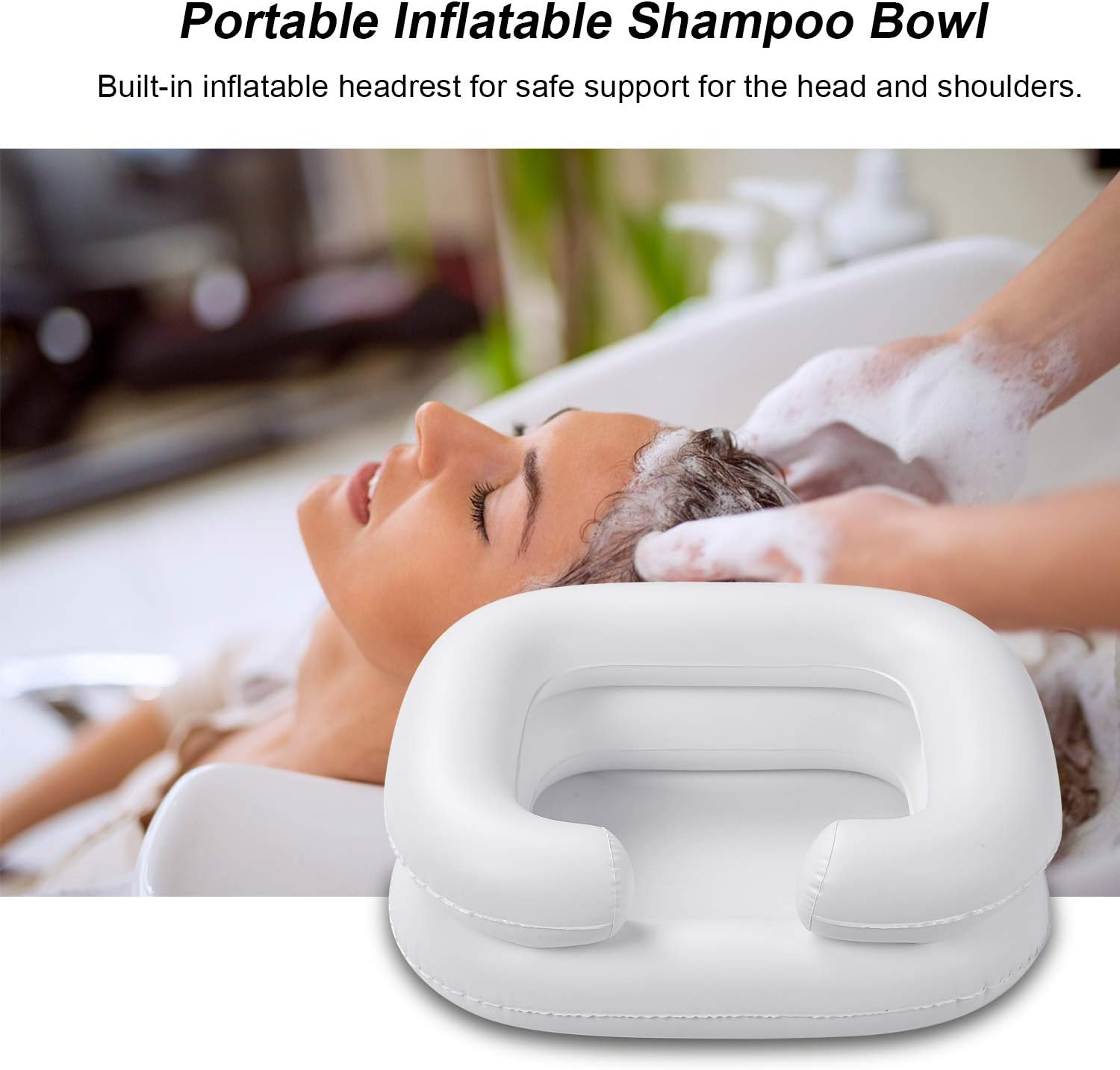 Mingzhe Portable Shampoo Bowl Foldable in Bed Hair Washing Hair Cuts Hair Coloring for the Elderly Disabled Pregnancy Hair Washing Basin Wi Drain Tube image number 1