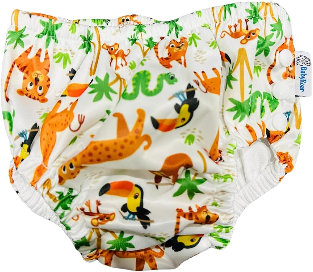 Side Snap Reusable Swim Nappy with FREE Waterproof Wet Bag &ndash; Adjustable, Leak-Proof & Swim School Approved | Eco-Friendly for Babies & Toddlers! (Jungle Splash, XL, 1.0, Count) image number 2