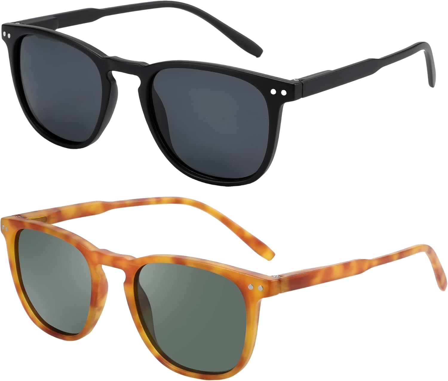 ZENOTTIC Polarized Sunglasses for Women Men: Retro Shades round Square Frame UV Protection 2 Pack image number 5