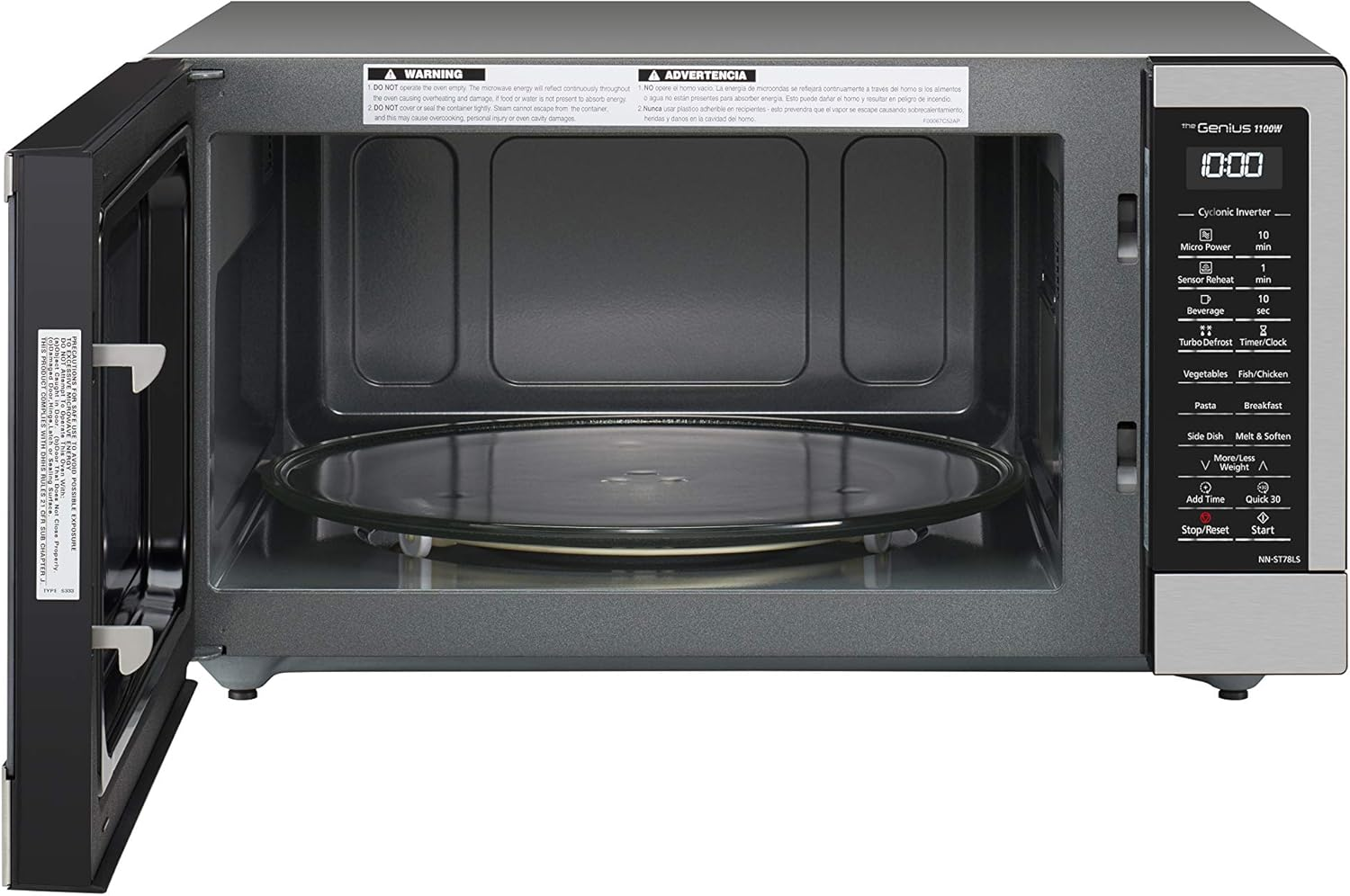 Panasonic 44L 1100W Cyclonic Inverter Microwave Oven with Genius Sensor, Stainless Steel (NN-ST78LSQPQ) image number 2