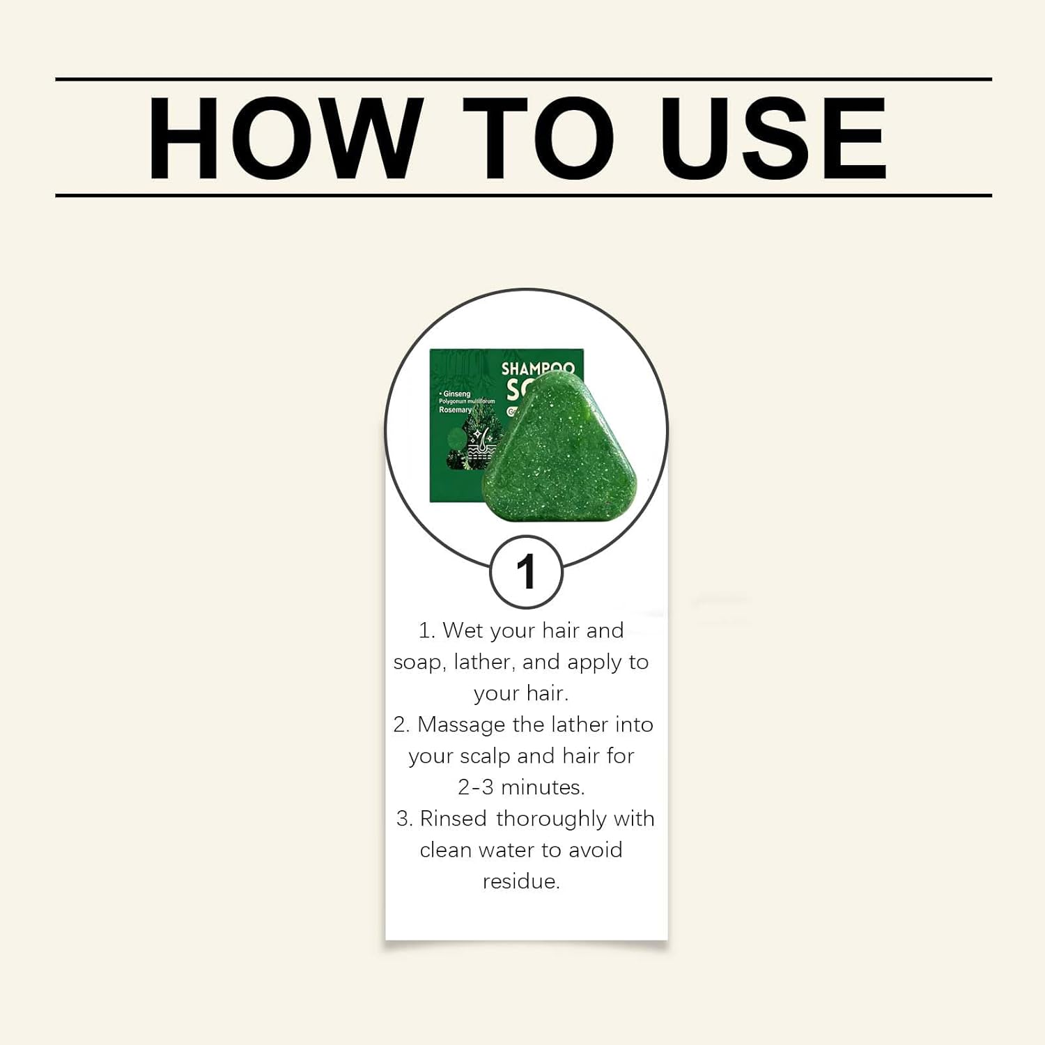 Plant-Based Ginseng & Ginger Triangle Shampoo Bar, Natural Green Soap Hair Strengthening Soap, Thickening Volumizing Solid Shampoo Bar, Gentle Cleansing Hair Care Shampoos Bars Frizzy Control. (1PCS) - 1Pcs image number 5