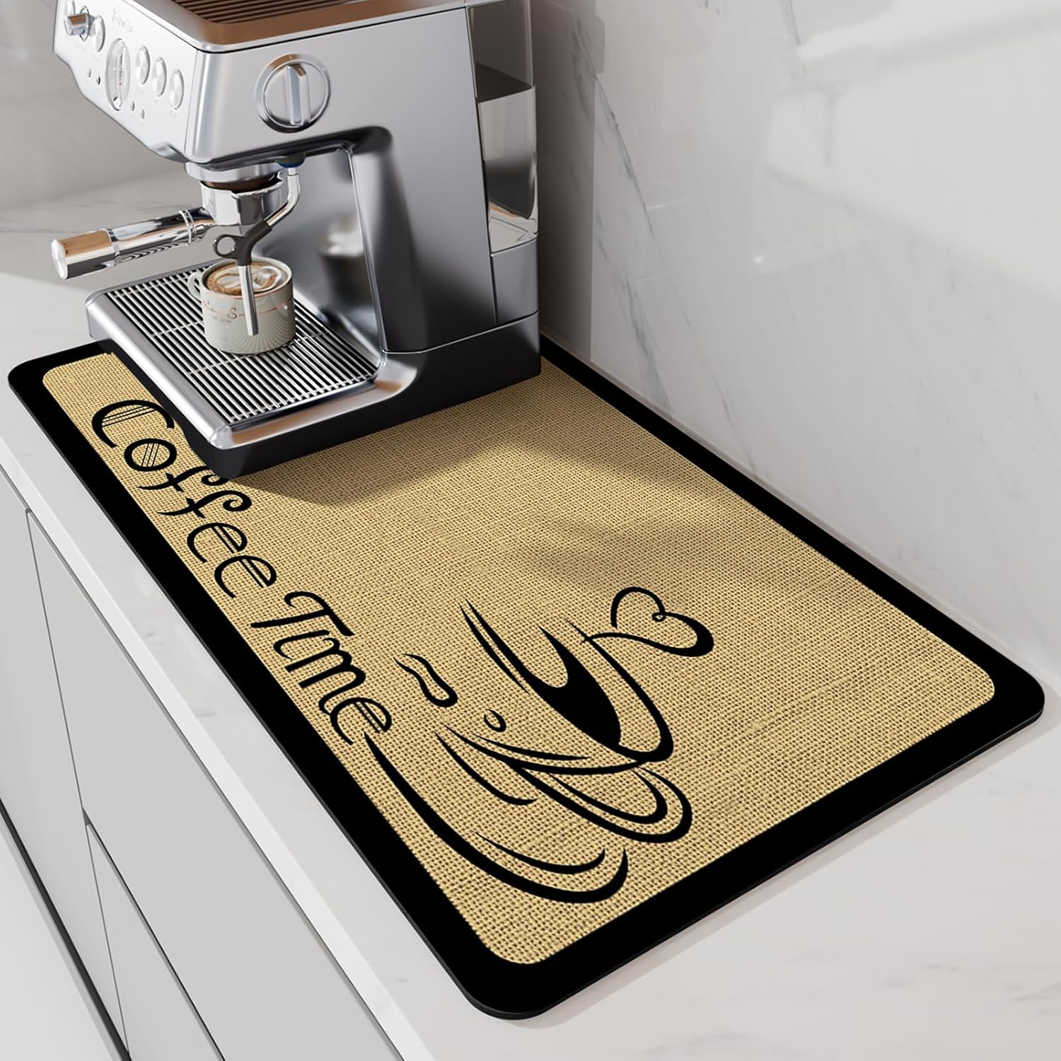 LIMNUO Coffee Mat Super Absorbent Dish Drying Mat Coffee Bar Accessories Match with Coffee Machine Coffee Pot Large Drying Mats for Kitchen Counter (43X78Cm) image number 4