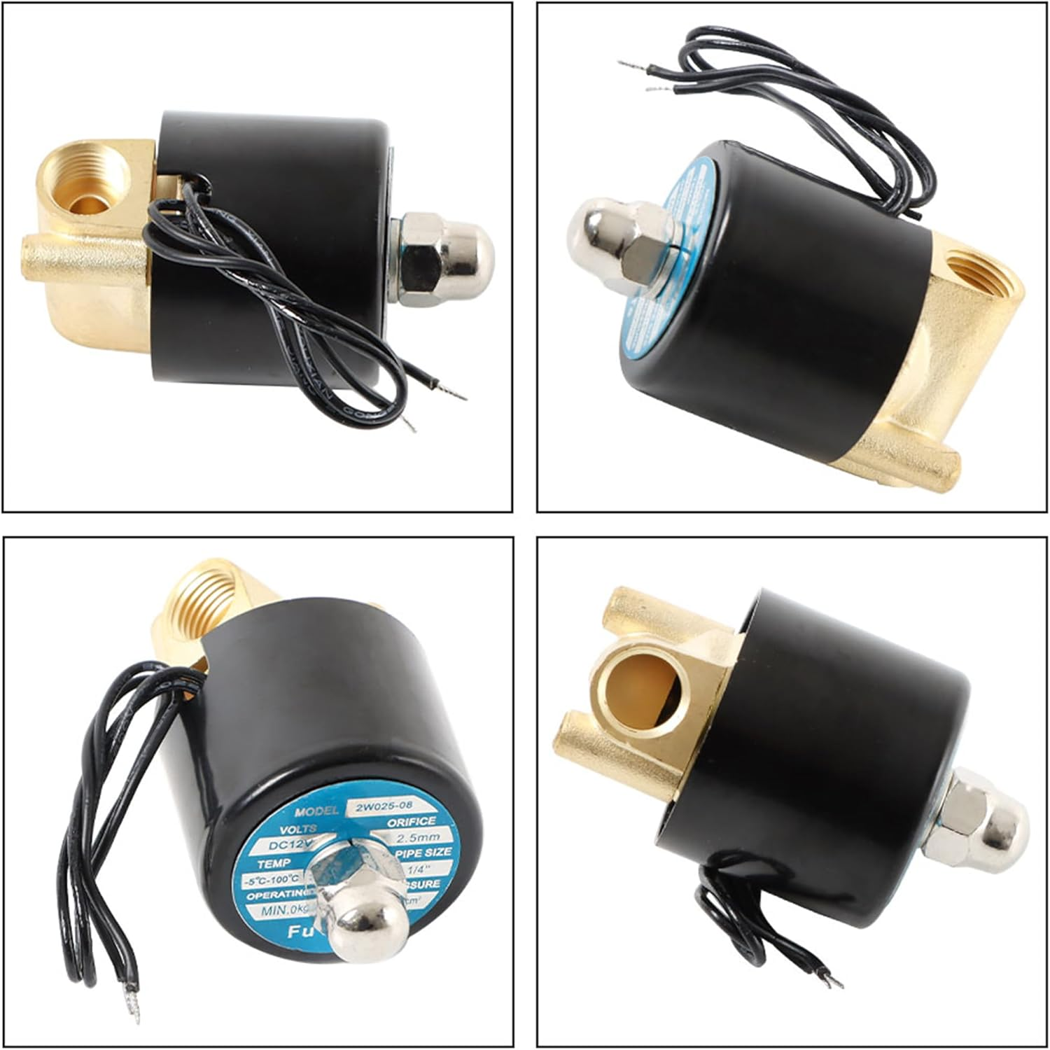 Electric Solenoid Valve 1/4 12V DC DN8 Normal Closed Electric Solenoid Valve Water Air Brass image number 3