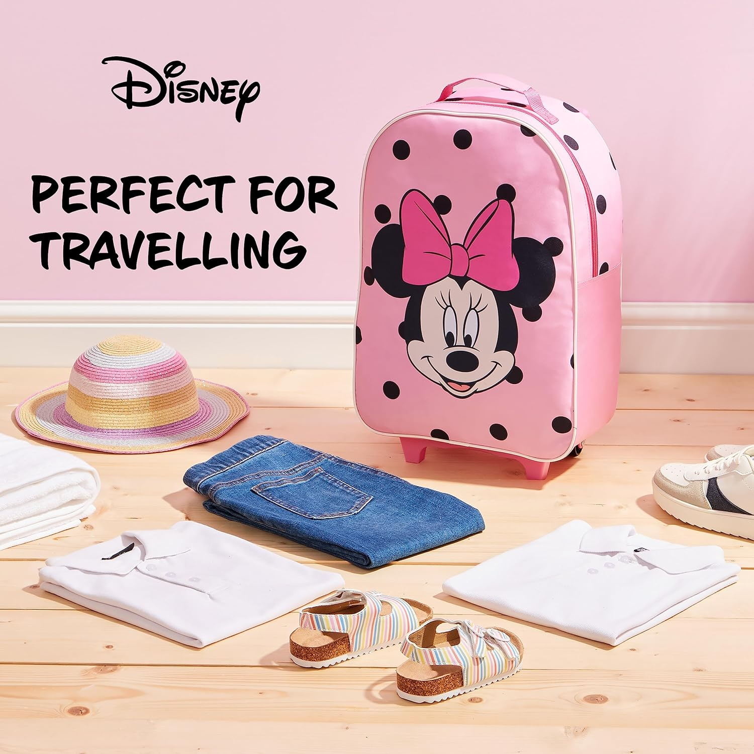 Disney Kids Suitcase - Foldable Trolley Bag 47 X 30Cm, 2 Wheels Extendable Handle - Kids Gifts, Pink Minnie, One Size, Children'S Luggage - Blue Elsa image number 2