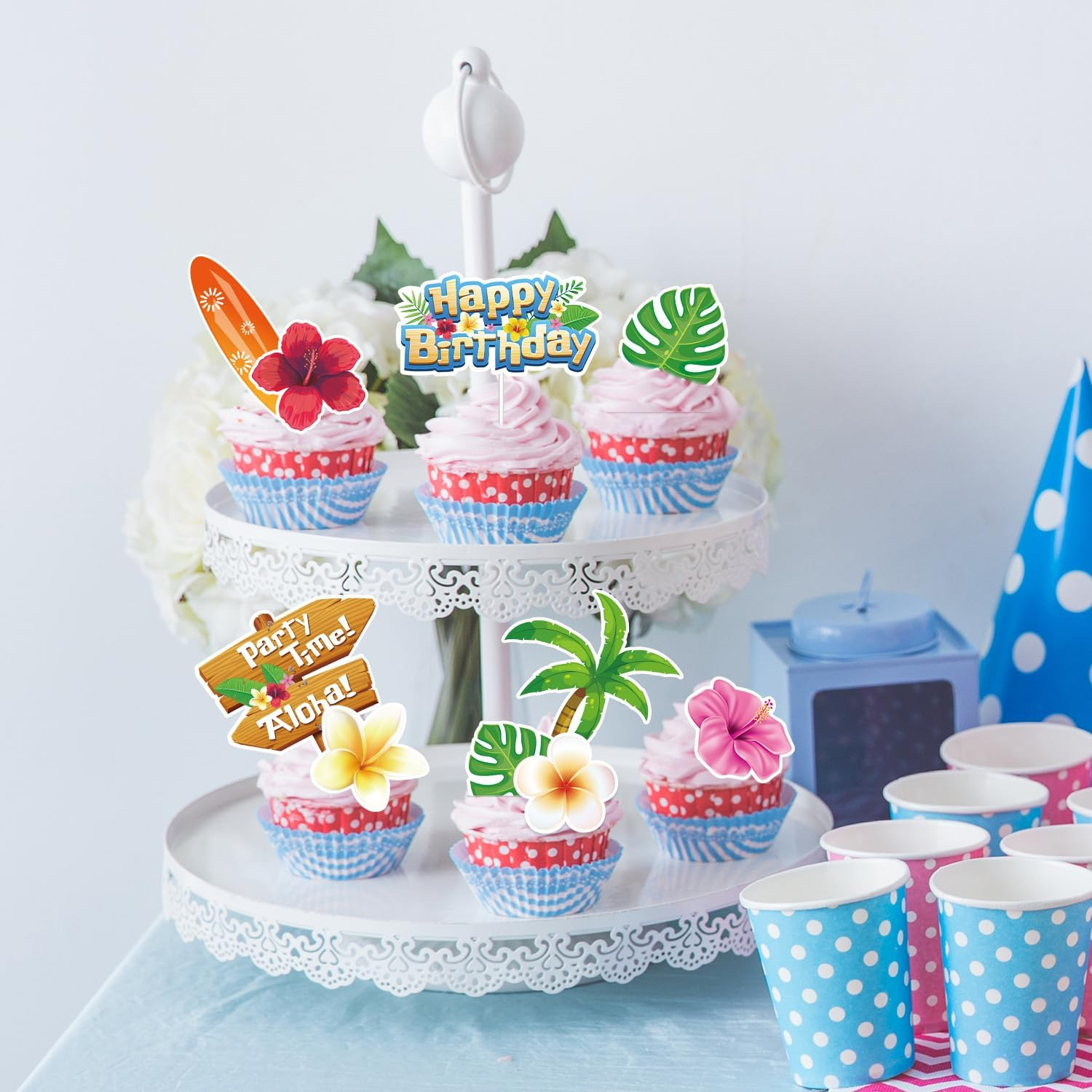 12Pcs Blue Cartoon Cake Decorations,Blue Cake Topper Cartoon Themed Party Decorations for Boys Kids Birthday or Baby Shower Supplies image number 1