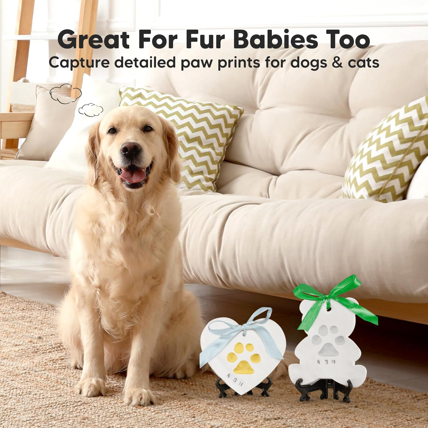 Baby Hand and Footprint Kit - Dog Paw Print Kit, Personalized Baby Footprint Kit, Baby Handprint Ornament Kit, Clay Handprint Ornament Kit for Babies, Baby Shower Gifts for Boys, Girls (With Love) image number 4