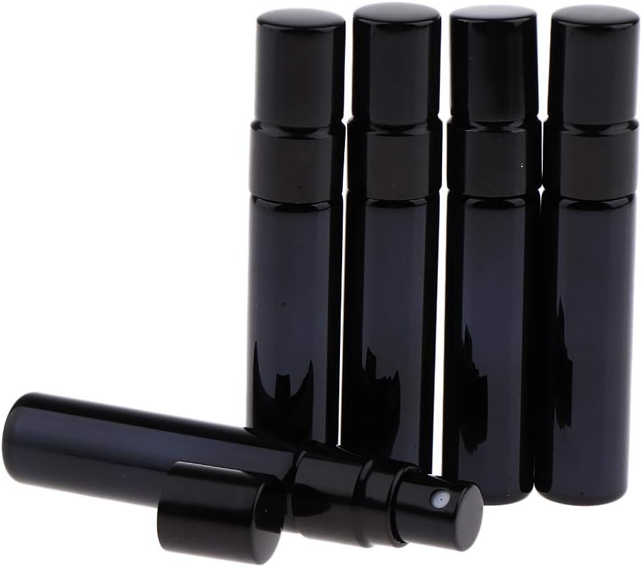 5 Piecesglass Spray Bottles Mini Vials Perfume Bottle Cosmetic Container Black image number 1
