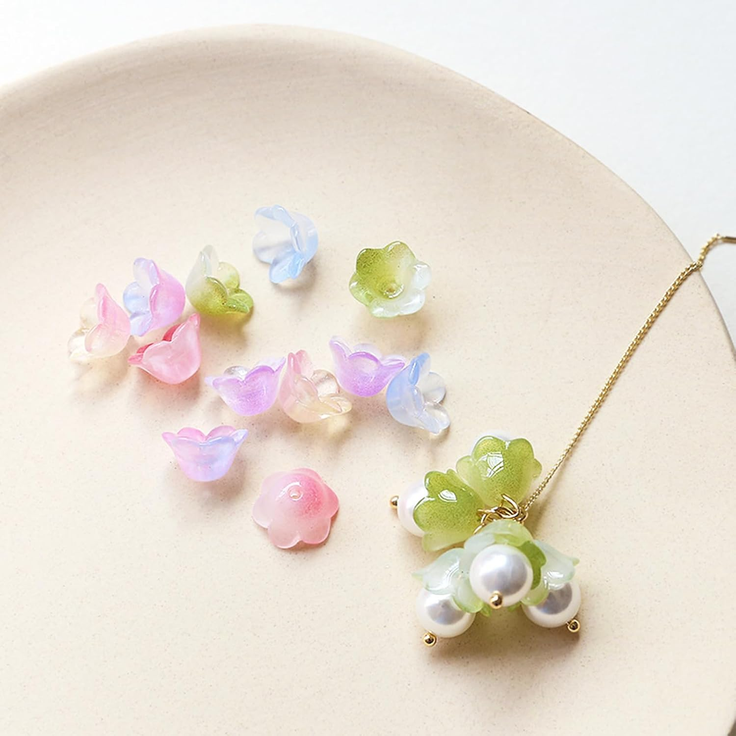 200PCS Glass Flower Beads Czech Glass Beads for Jewelry Making Colorful Cute Bead for Bracelets Making Necklaces Earrings DIY Jewelry Making image number 2