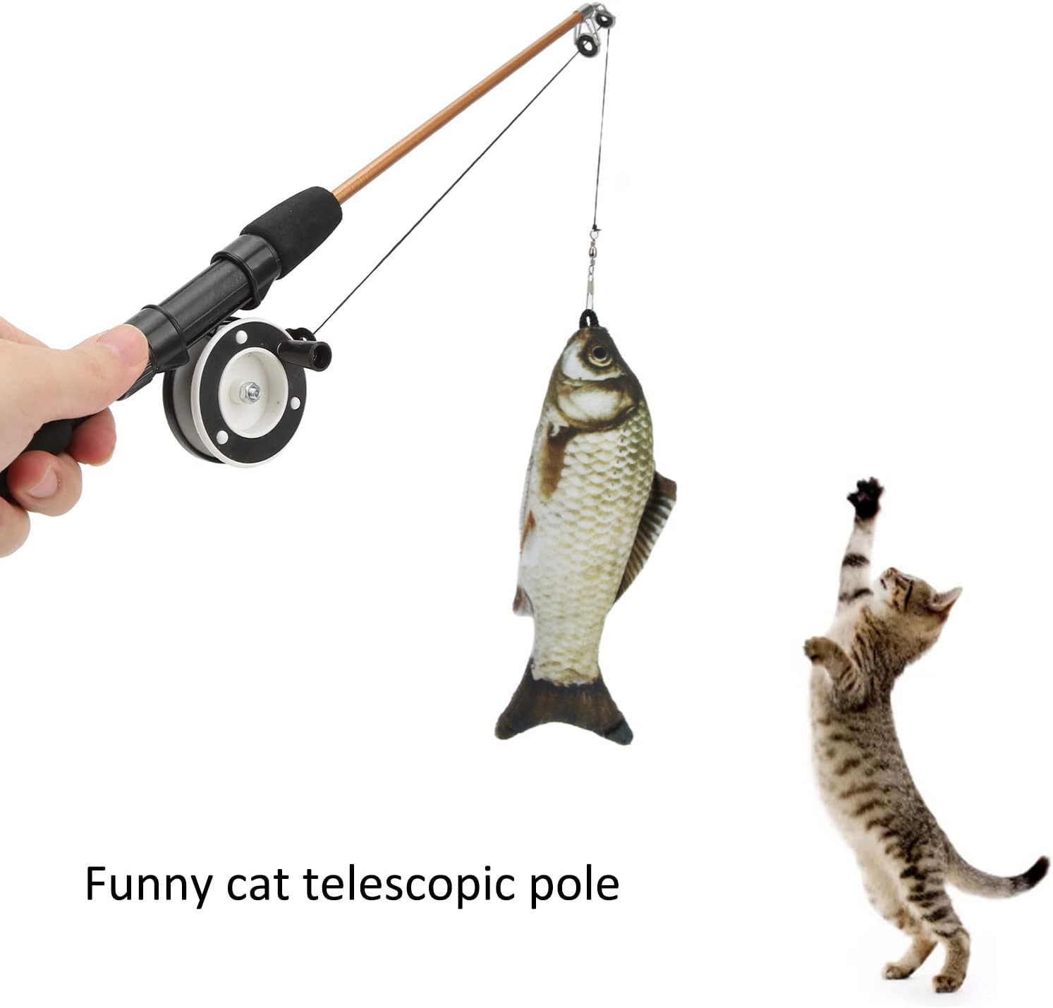 Shanrya Cat Toy Telescopic Pulley Rod Hand Reel Rods Carp Herbs + Fishing Rod
