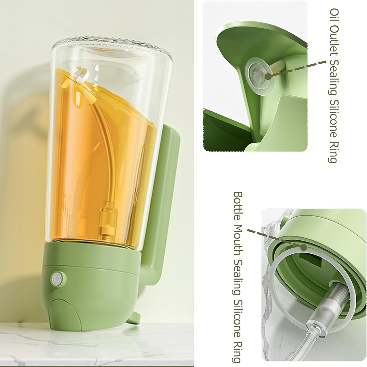 Oil Dispenser for Kitchen Spray, 2 in 1 Oil Dispenser and Oil Sprayer, Olive Bottle Spray and Pour for Kitchen, 16Oz/470Ml Glass Oil Bottle for Air Fryer, Salad, Frying, BBQ (Yellow) image number 2