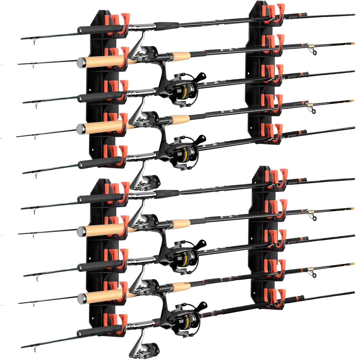 Hikeen Fishing Rod Holders, Fishing Pole Holders for Garage, Wall or Ceiling Mounted Fishing Rod Rack Holds up to 10 Rods(1 Pack)