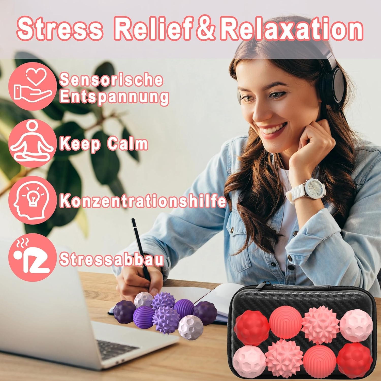 Magnetic Balls Fidget Toys, 8PCS Stress Relief Ball Sensory Toys for Adults Kids, Silicone Anti-Stress Ball for Autism ADHD Anxiety, Portable Motor Skills Office Desk Travel Toy (Purple) - Colourful image number 2