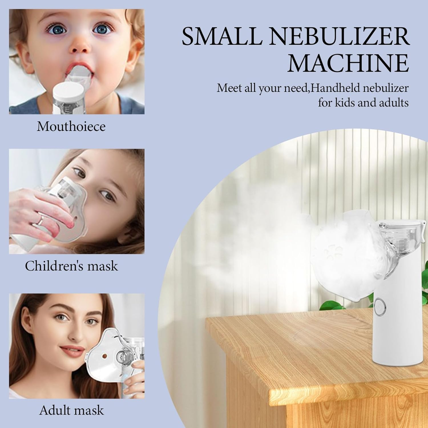 Portable Atomizer Hydrating Mist, Handheld Steam Inhalator for Home Office Daily Use Personal Portable Handheld Vaporizer for Kids and Adults, Cool Mist Steam Inhaler image number 2